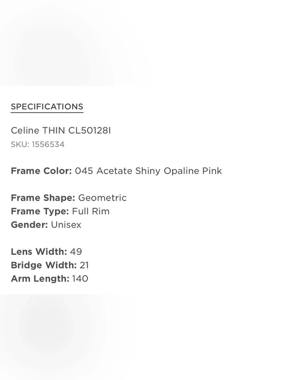 Celine Taupe Square Acetate Glasses cl50128i